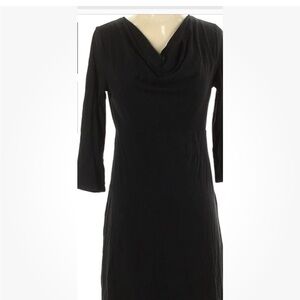 J. Crew Classic Black Cowl Neck 3/4 Sleeved Dress